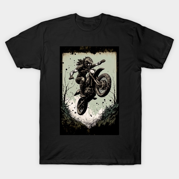 Dirt bike stunt mid air T-Shirt by KoolArtDistrict